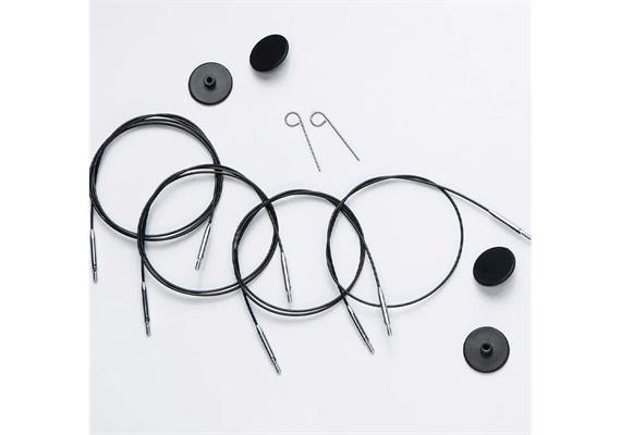 KnitPro Edelstahl-Seil drehb. 60cm schwarz-silber