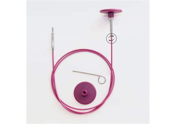 KnitPro Edelstahl-Seil drehbar, 100cm, lila, für Rundstricknadeln