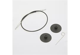 KnitPro Edelstahl-Seil drehbar, 40cm, schwarz-silber, für Rundstricknadeln