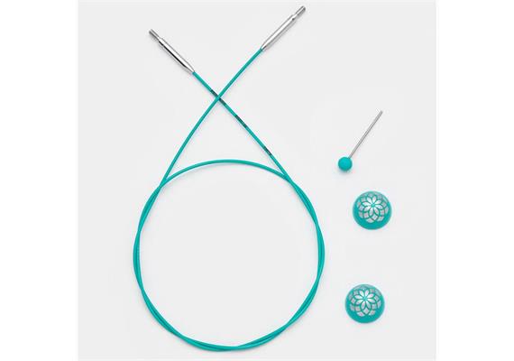 KnitPro Mindful Edelstahl-Seil drehb. 40cm, türkis